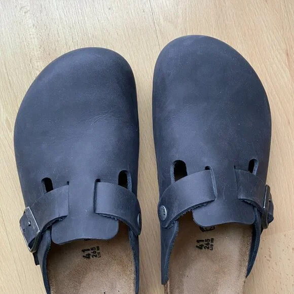 Birkenstock Black Boston Oiled Leather Clogs Women's 10/41 - Picture 6 of 6